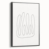 Framed minimalist wall art collection showcasing abstract designs in black and white, highlighting clean lines and modern aesthetics.