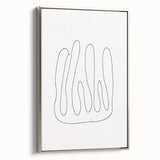 Framed abstract minimalist wall art design showcasing a silver color palette and sleek lines, ideal for modern decor settings.