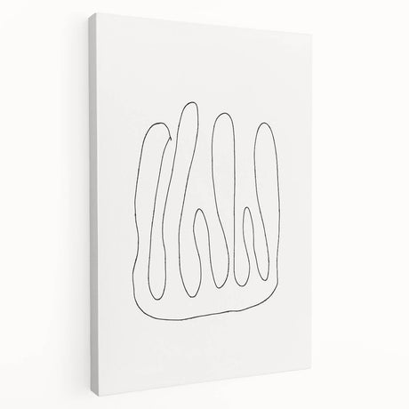 Side view of a stretched canvas featuring an abstract minimalist wall art design in soft pastel colors, showcasing smooth lines and modern aesthetics for contemporary decor.
