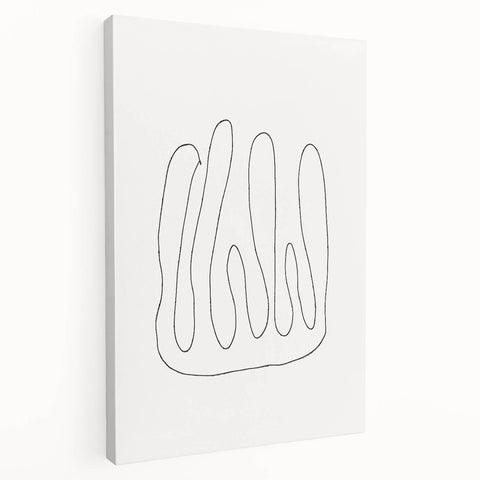 Side view of a stretched canvas featuring an abstract minimalist wall art design in soft pastel colors, showcasing smooth lines and modern aesthetics for contemporary decor.
