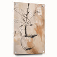 Acrylic glass wall art showcasing a minimalist abstract design in vibrant colors, displayed with pins against a clean background.