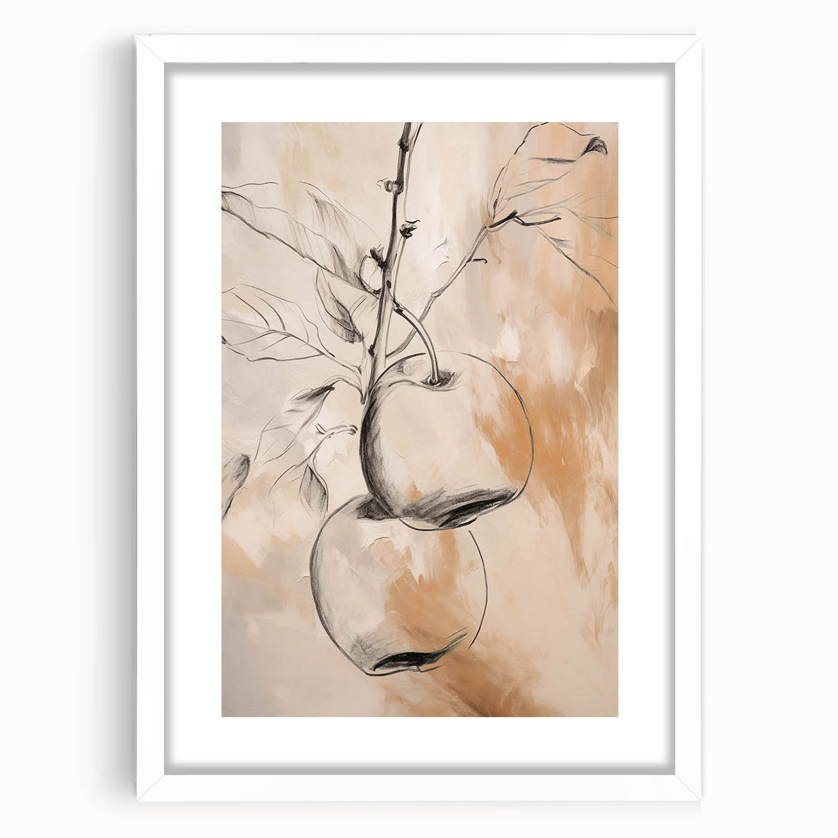 Framed abstract minimalist wall art featuring a soft color palette of beige and white, designed to enhance modern interior decor.