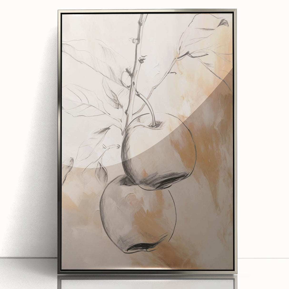Framed abstract minimalist wall art design showcasing soft gray and silver tones, adding a contemporary touch to modern interiors.