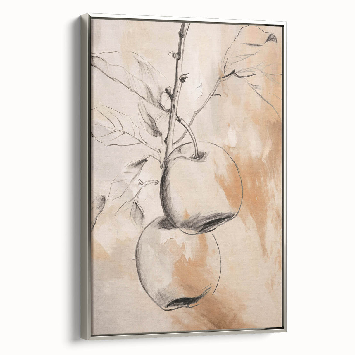 Framed abstract minimalist wall art design showcasing soft pastel colors with a sleek silver frame, enhancing modern decor aesthetics.