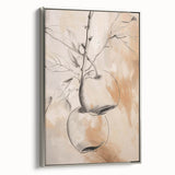 Framed abstract minimalist wall art design showcasing soft pastel colors with a sleek silver frame, enhancing modern decor aesthetics.