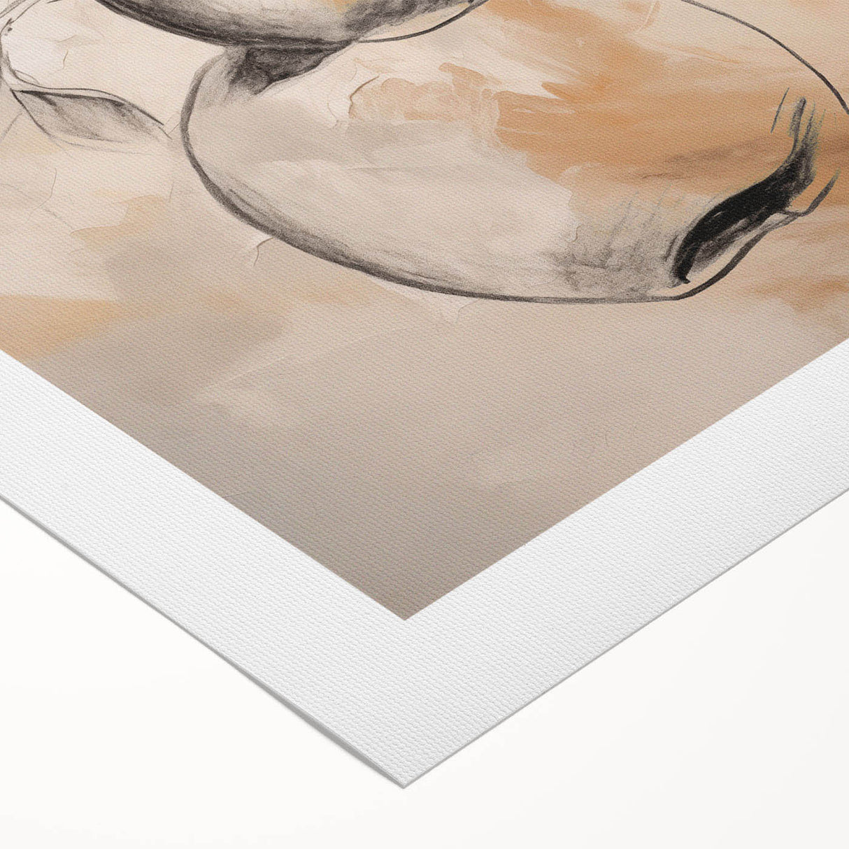 Abstract minimalist wall art design featuring soft pastel colors and fluid shapes, printed on rolled canvas for easy display and framing.