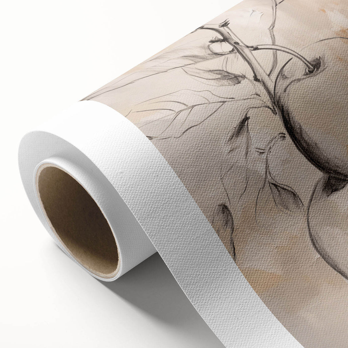 Abstract minimalist design wall art collection on rolled canvas, showcasing soft pastel colors and fluid shapes, perfect for modern decor.