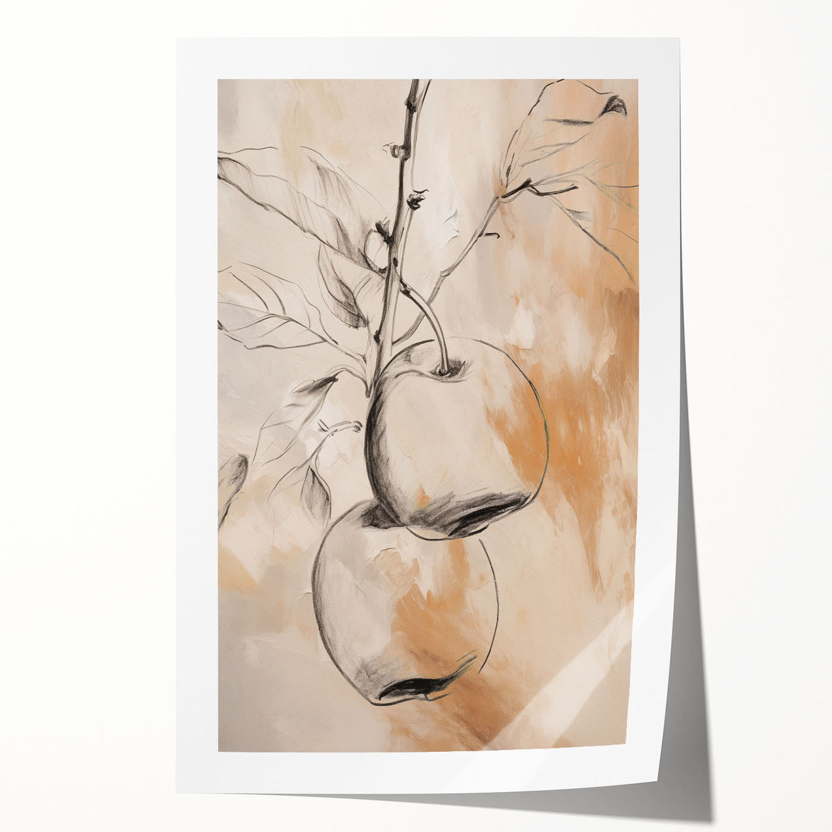 Abstract minimalist wall art print showcasing soft pastel colors and geometric shapes, rolled and ready for framing in a protective tube.