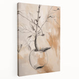 Abstract minimalist wall art design on stretched canvas, showcasing soft pastel colors and geometric shapes, perfect for modern home decor.