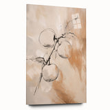 Abstract minimalist wall art collection displayed in acrylic glass, showcasing a sleek side view with elegant geometric patterns and vibrant colors.
