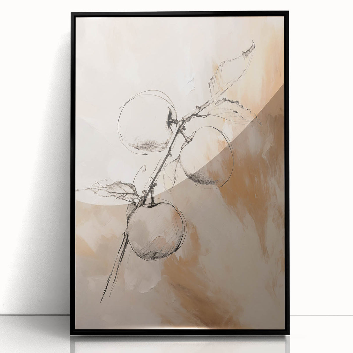 Framed abstract minimalist wall art design featuring a sleek black acrylic finish, showcasing geometric patterns and a modern aesthetic.