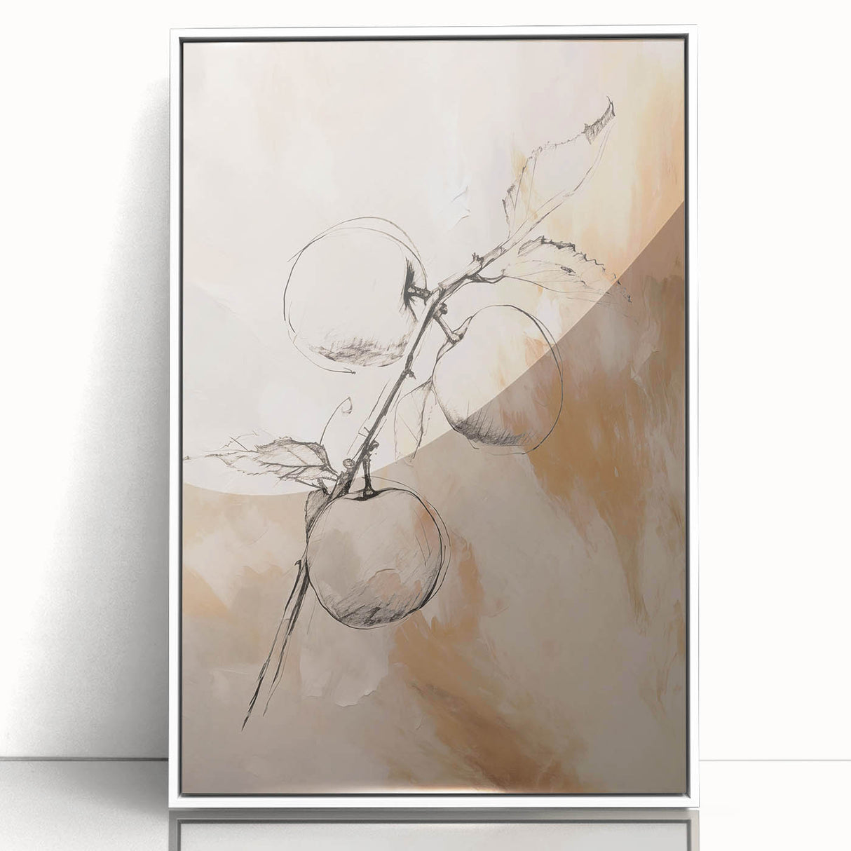 Framed minimalist abstract wall art design showcasing soft pastel colors and geometric shapes, perfect for modern home decor.