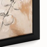 Close-up of a framed abstract minimalist wall art design showcasing soft pastel colors and fluid shapes, perfect for modern decor.