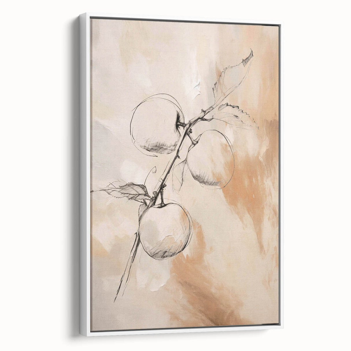 Framed abstract minimalist wall art featuring a sleek white design, set against a neutral background, perfect for modern decor.