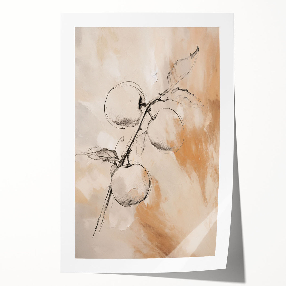 Abstract minimalist wall art print showcasing soft pastel colors and geometric shapes, rolled up for easy shipping and display.