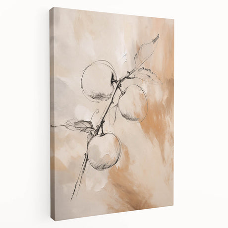 Abstract minimalist wall art design showcasing soft, muted colors and geometric shapes on a stretched canvas, ideal for modern home decor.