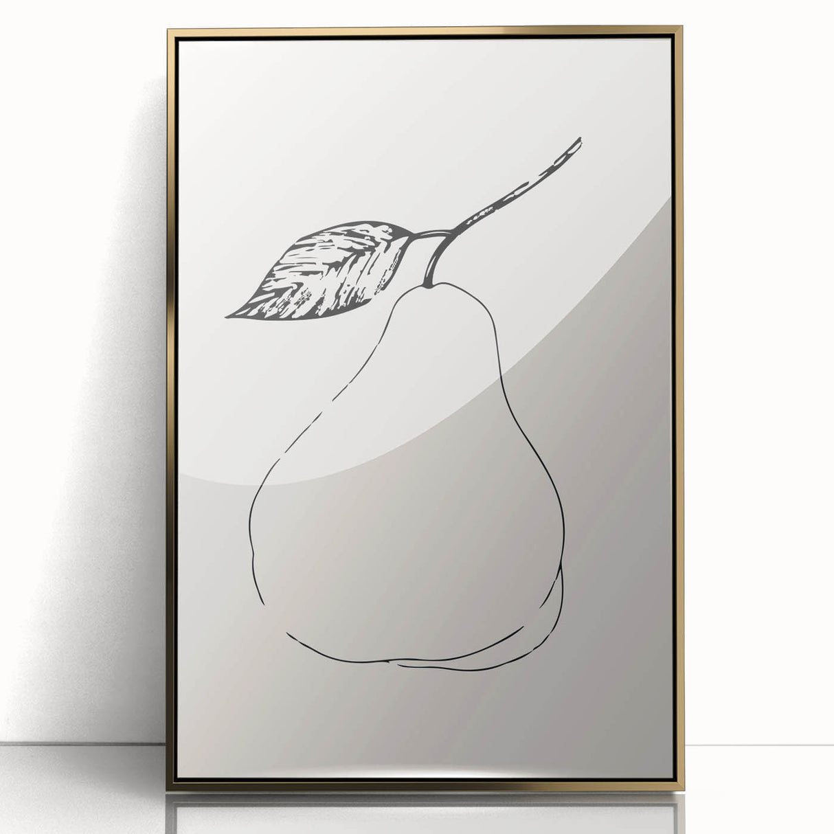 Framed abstract minimalist wall art with gold accents, showcasing a sleek design against a white background, perfect for modern decor.