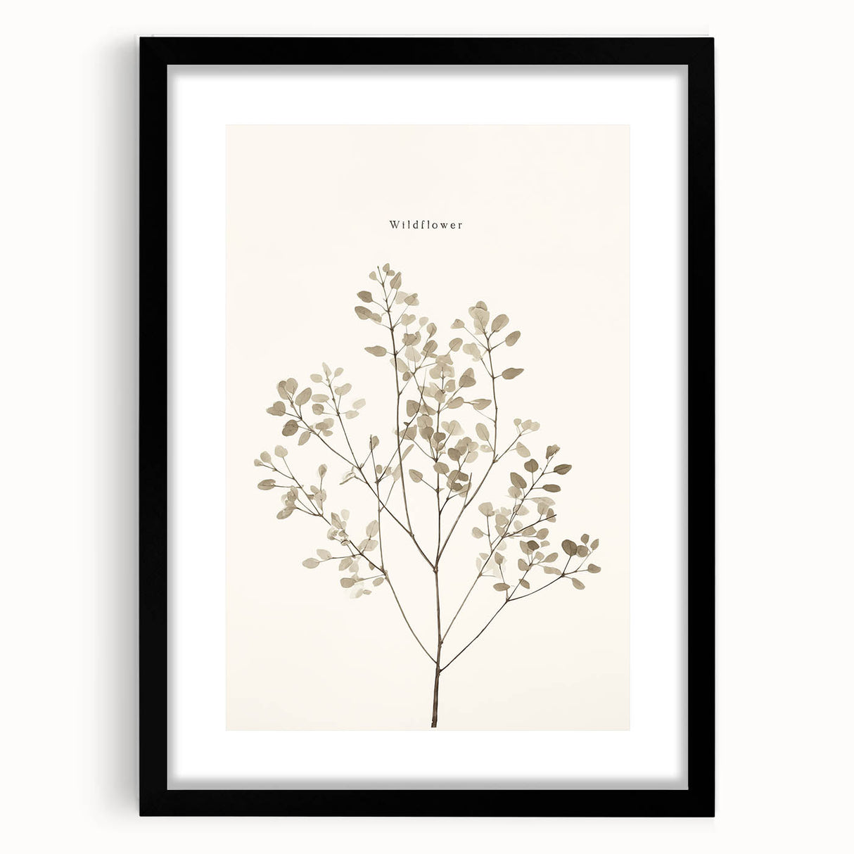 Minimalist wall art collection featuring abstract geometric designs in muted colors, framed with a sleek black mat for modern decor.