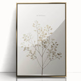 Framed abstract minimalist wall art showcasing a gold-accented design, perfect for modern decor, enhancing any living space with elegance.