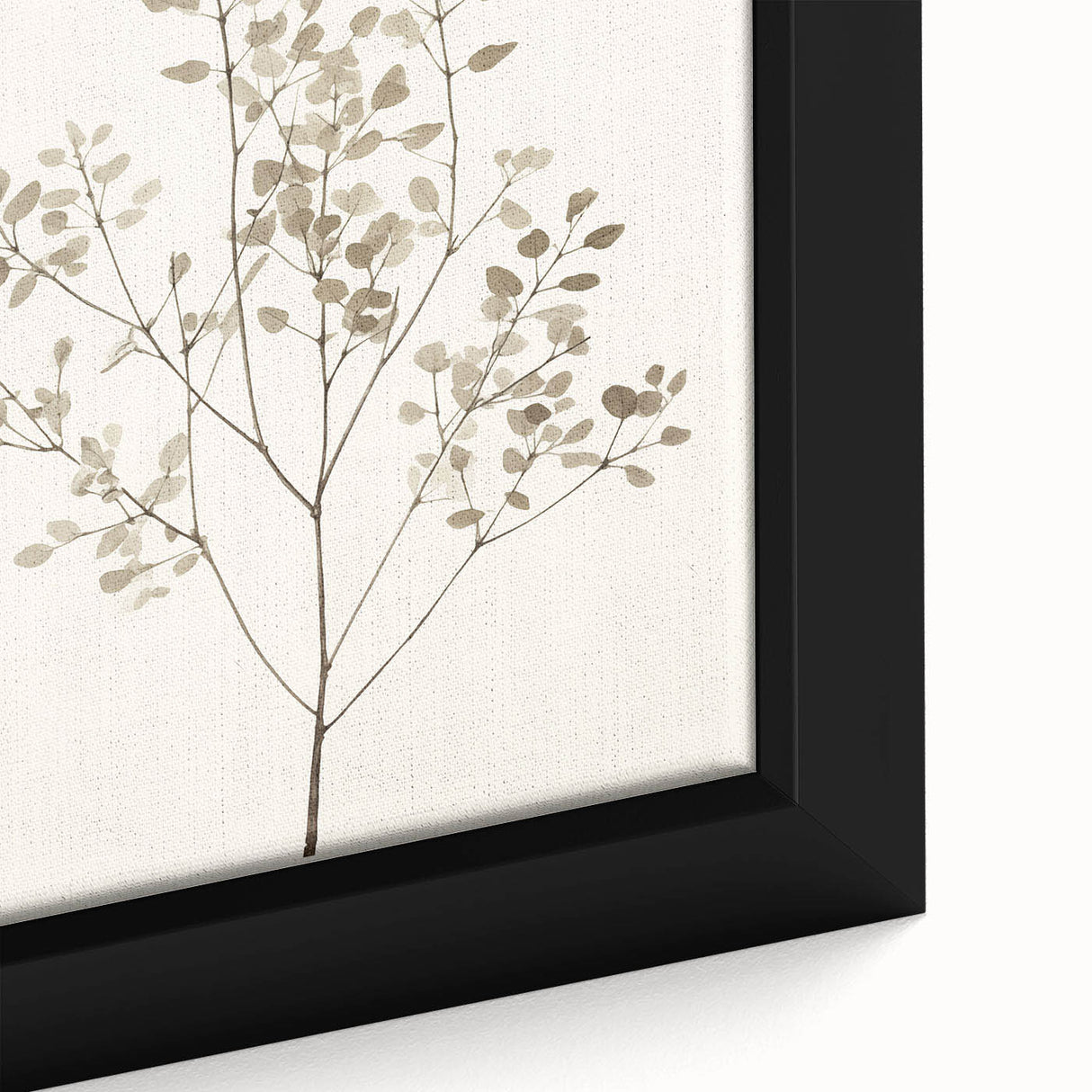 Close-up of a framed abstract minimalist wall art canvas featuring soft pastel colors and geometric shapes, perfect for modern home decor.