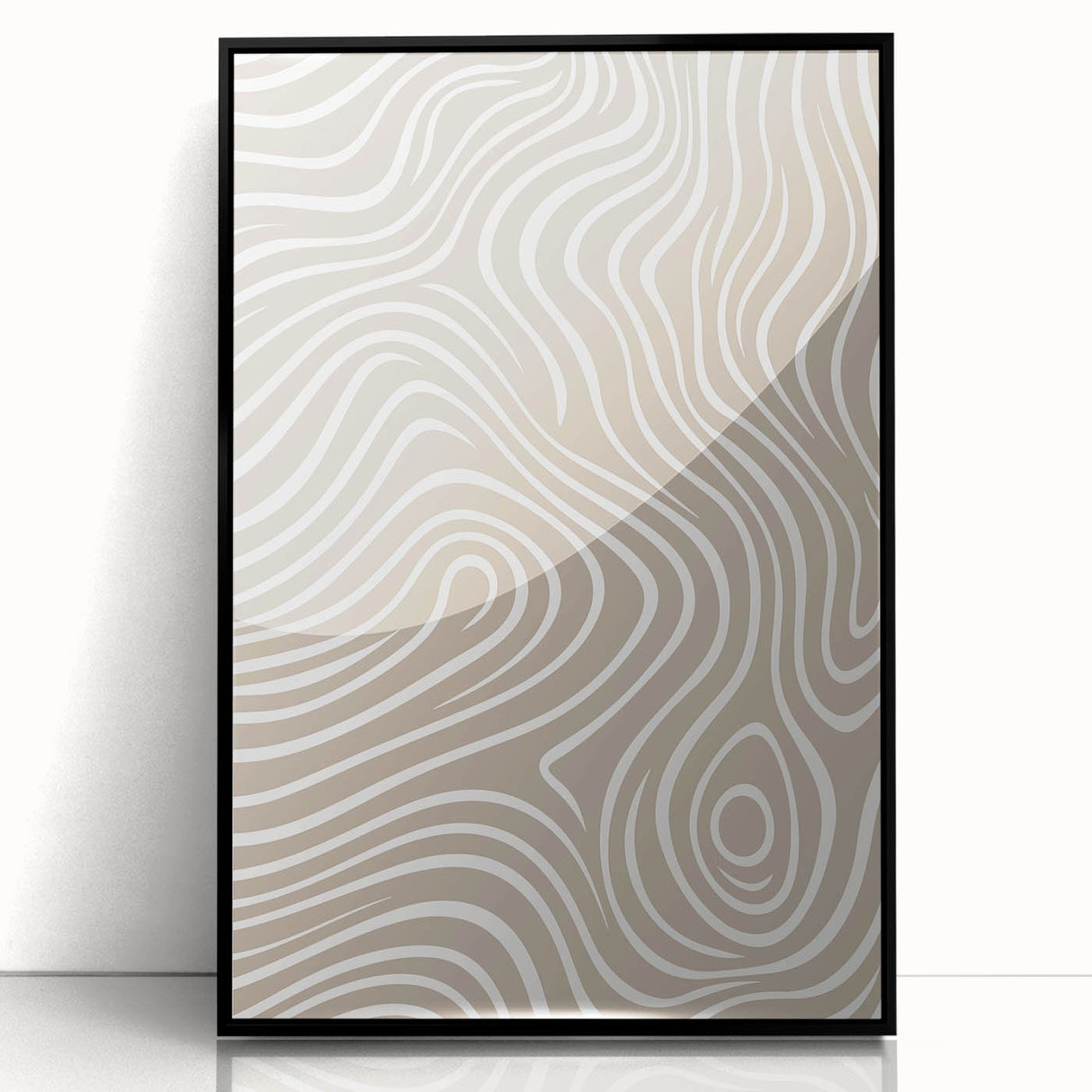 Framed abstract minimalist wall art design showcasing a black acrylic finish, highlighting geometric shapes for modern decor aesthetics.