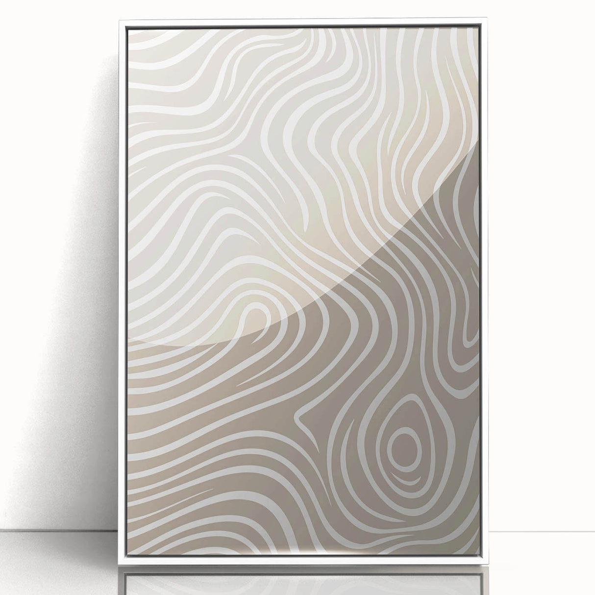 Framed abstract minimalist wall art collection featuring a sleek white frame, showcasing vibrant colors and geometric shapes, perfect for modern decor.