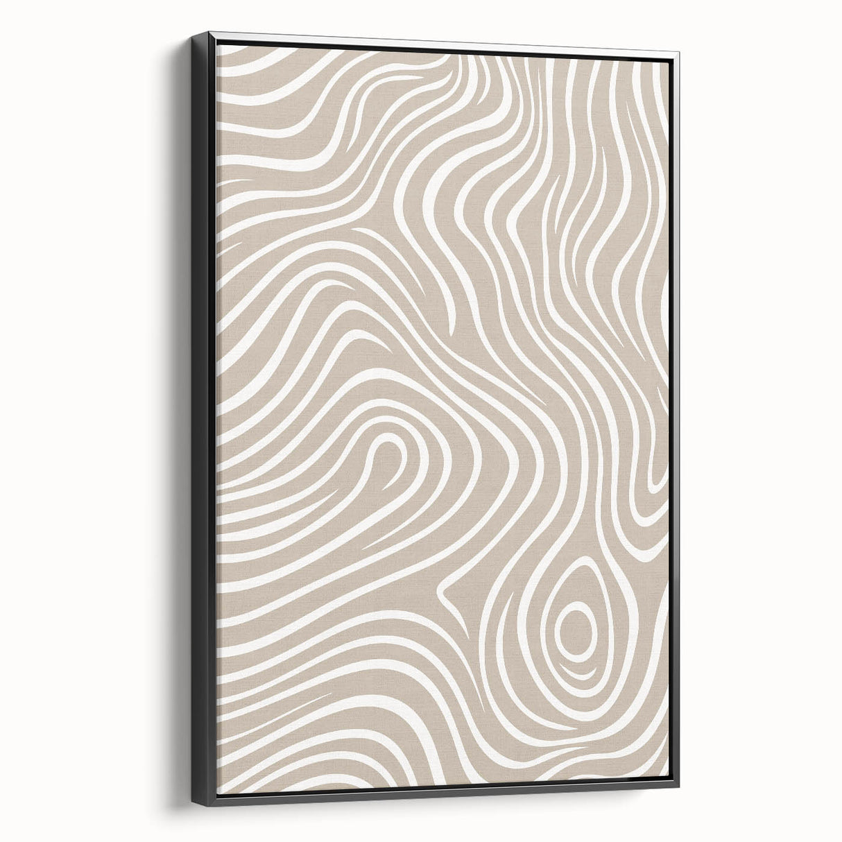 Framed abstract minimalist wall art featuring a sleek black canvas design, showcasing a modern aesthetic with a subtle side view.