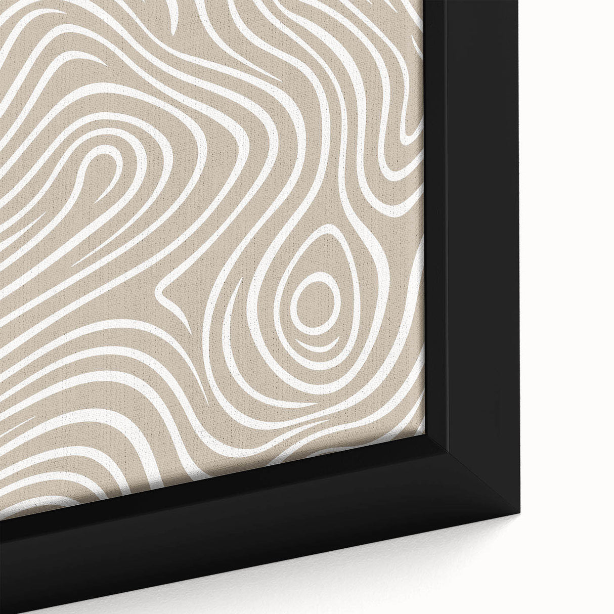Close-up of a minimalist abstract framed canvas wall art design, showcasing soft pastel colors and geometric shapes, perfect for modern decor.