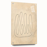 Abstract minimalist wall art piece displayed in acrylic glass, showcasing a contemporary design with soft colors and intricate patterns, pinned for an elegant presentation.