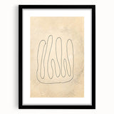 Framed abstract minimalist wall art with a sleek black frame and mat, showcasing a modern design that enhances contemporary decor.