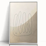 Framed abstract minimalist wall art design showcasing a dynamic interplay of soft colors and geometric shapes, enhancing modern decor aesthetics.