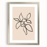 Framed abstract minimalist wall art design in silver, showcasing a modern aesthetic with a mat, ideal for contemporary home decor.