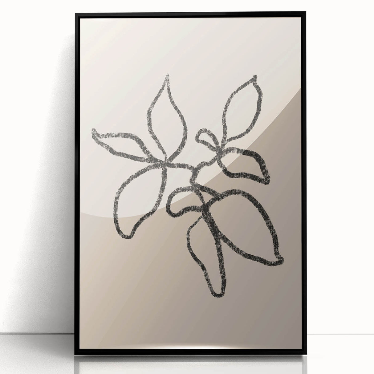 Framed abstract minimalist wall art design showcasing a sleek black frame and modern geometric patterns, ideal for contemporary decor.