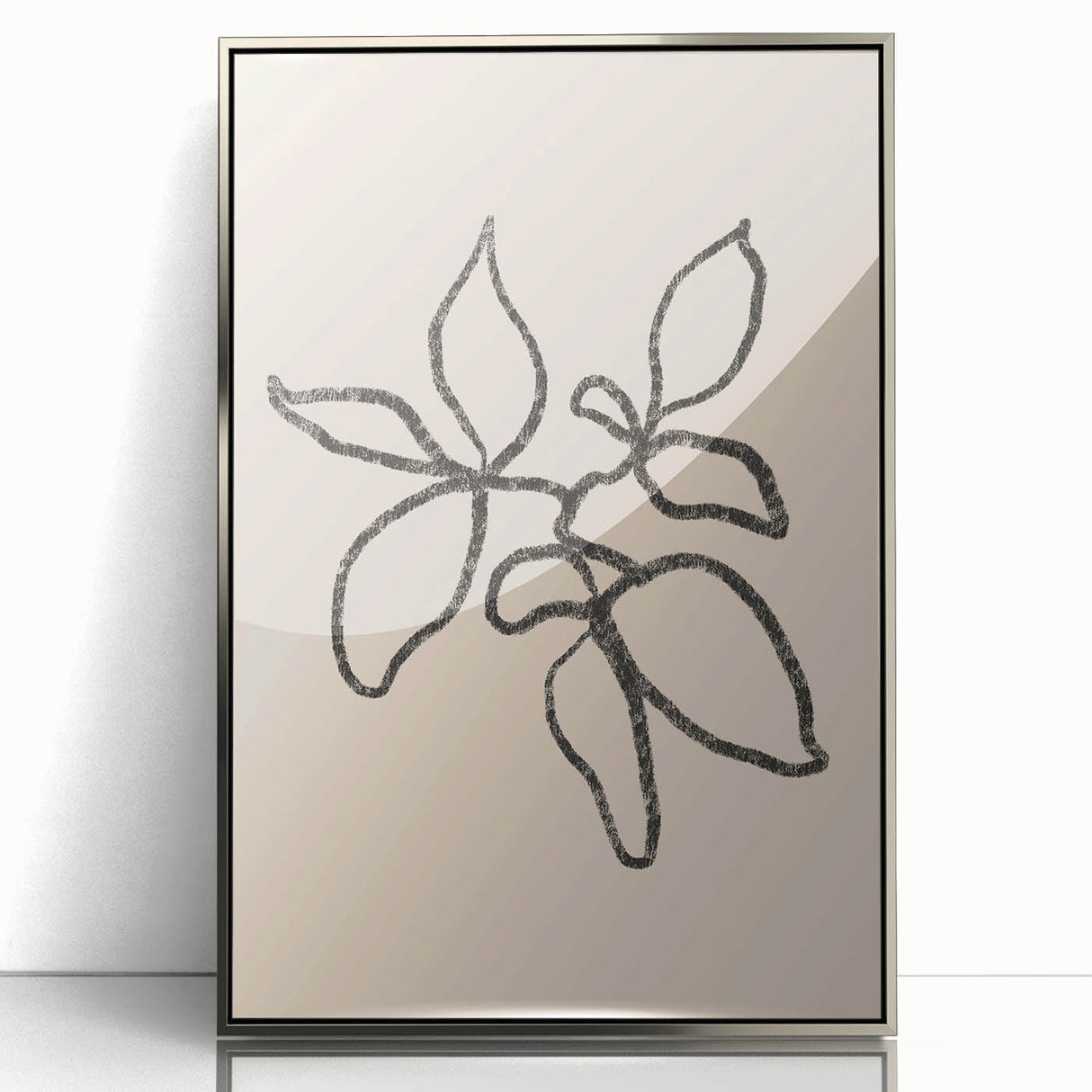 Framed abstract minimalist wall art collection showcasing a silver acrylic finish, perfect for modern decor, displayed from a front view.