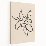 Stretched canvas showcasing an abstract minimalist design in soft colors, perfect for modern home decor, displayed from a side view.