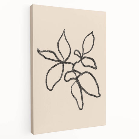 Stretched canvas showcasing an abstract minimalist design in soft colors, perfect for modern home decor, displayed from a side view.