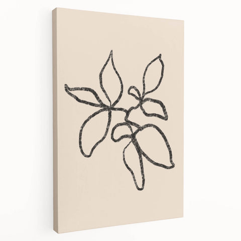 Stretched canvas showcasing an abstract minimalist design in soft colors, perfect for modern home decor, displayed from a side view.