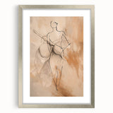 Framed abstract minimalist wall art design featuring a silver mat, showcasing geometric shapes in calming colors, perfect for modern decor.