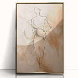 Framed abstract minimalist wall art with a gold acrylic front, showcasing elegant geometric shapes and a contemporary design, perfect for modern decor.