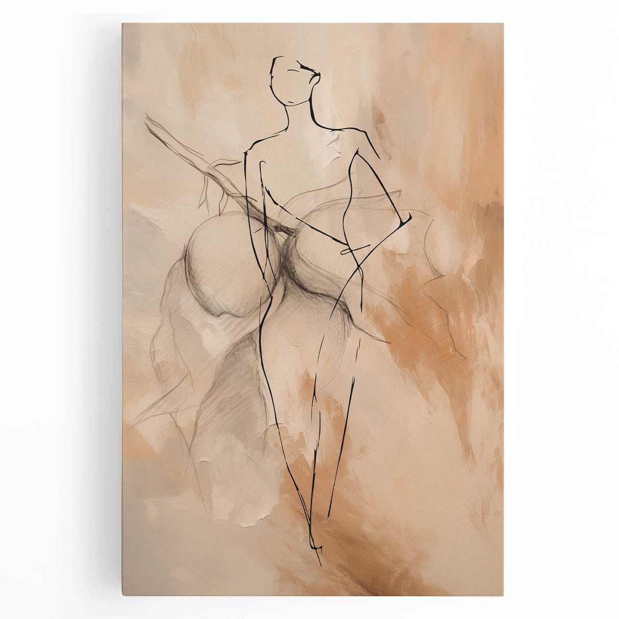 Abstract minimalist wall art design featuring soft pastel colors and geometric shapes on stretched canvas, perfect for modern decor.