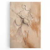 Abstract minimalist wall art design featuring soft pastel colors and geometric shapes on stretched canvas, perfect for modern decor.
