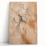 Abstract minimalist wall art collection on stretched canvas, showcasing soft neutral tones and geometric shapes, ideal for modern decor.