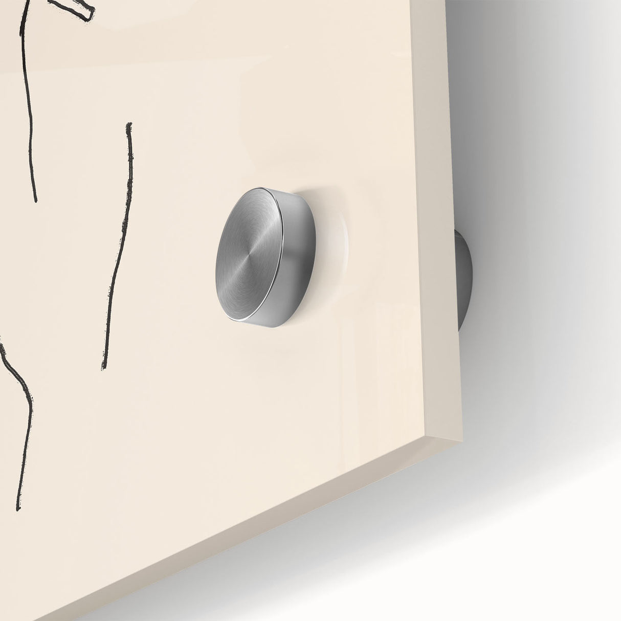 Close-up of an abstract minimalist wall art design, showcasing fluid shapes in soft pastel colors with a glossy finish, perfect for modern decor.