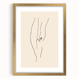 Framed abstract minimalist wall art print showcasing soft gold tones and geometric patterns, perfect for modern home decor.