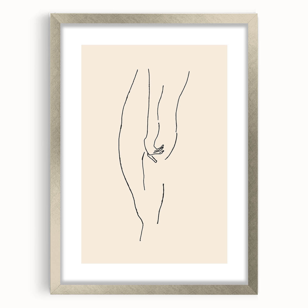 Abstract minimalist wall art design framed in silver, showcasing soft neutral colors and geometric shapes, perfect for modern decor.