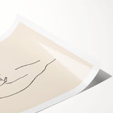 Minimalist abstract wall art print showcasing soft pastel colors in fluid shapes, rolled and ready for framing, enhancing modern decor.