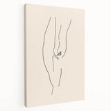 Stretched canvas showcasing an abstract minimalist design in soft pastel colors, perfect for modern home decor, displayed from a side view.