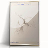 Framed minimalist wall art collection showcasing three abstract designs with gold accents, set against a sleek white background for modern decor.