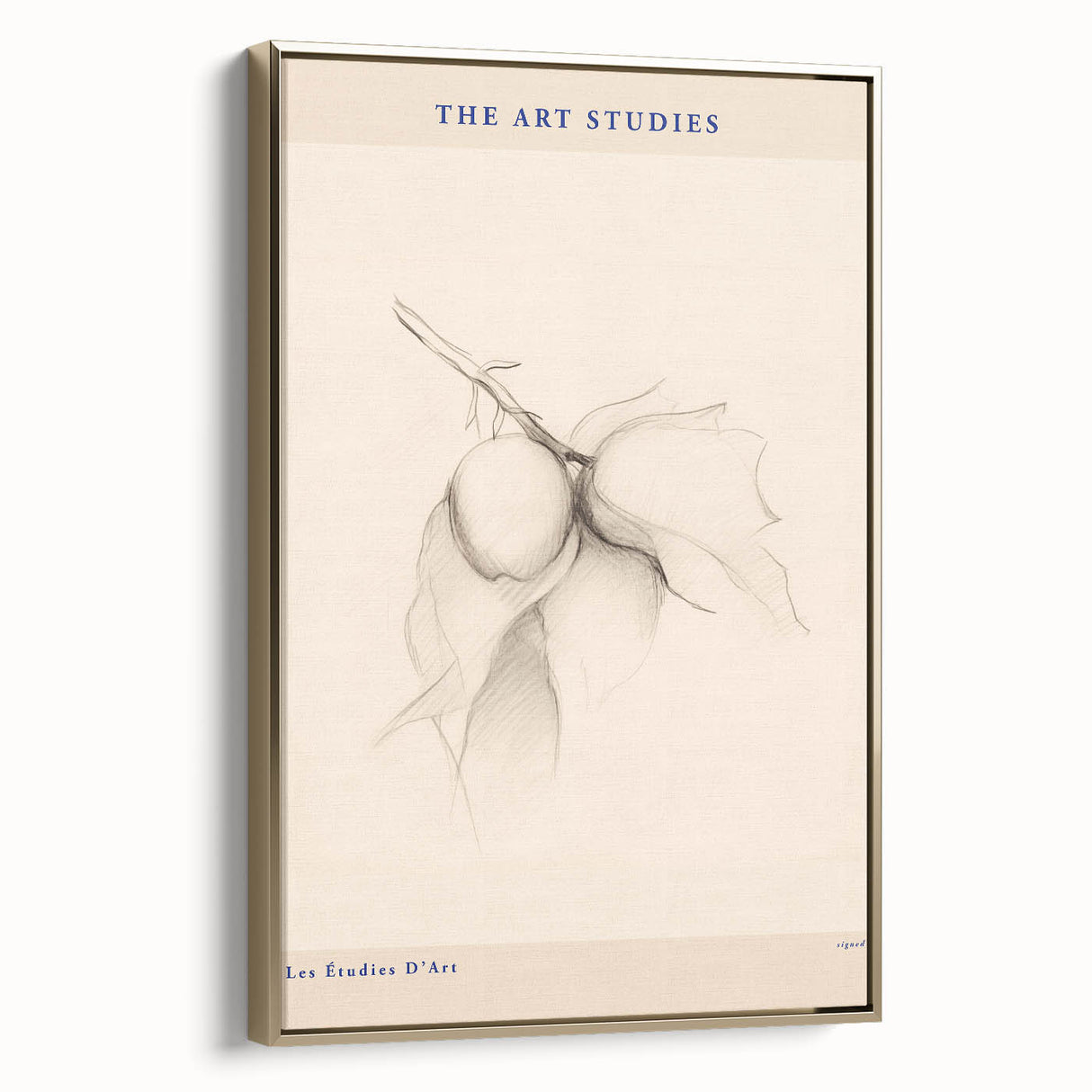 Framed abstract minimalist wall art collection showcasing three elegant designs with gold accents and a sleek profile, ideal for modern decor.