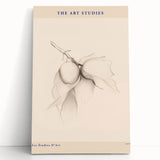 Abstract minimalist wall art collection featuring three stretched canvas pieces with soft pastel colors, leaning against a neutral wall, perfect for modern home decor.